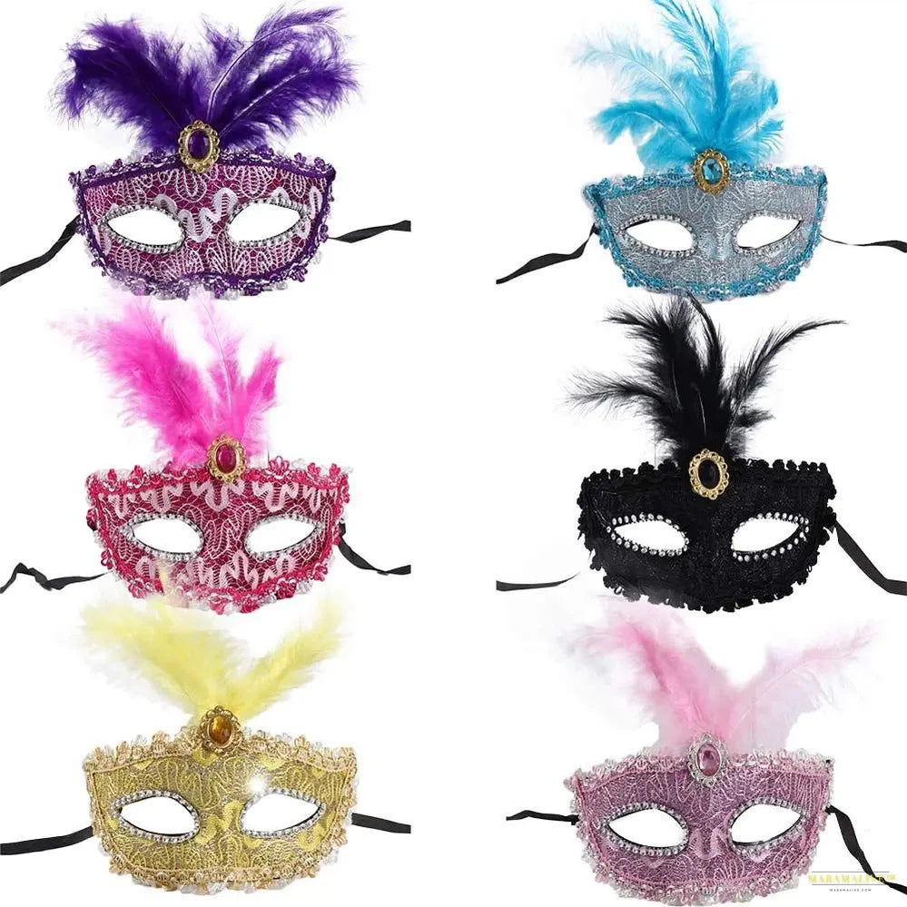 Party Mask Woman Masquerade Luxury Peacock Feathers Half Face Mask Cosplay Costume Venetian Mask For Children