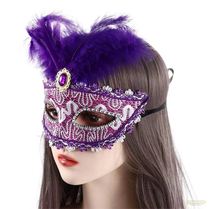 Party Mask Woman Masquerade Luxury Peacock Feathers Half Face Mask Cosplay Costume Venetian Mask For Children