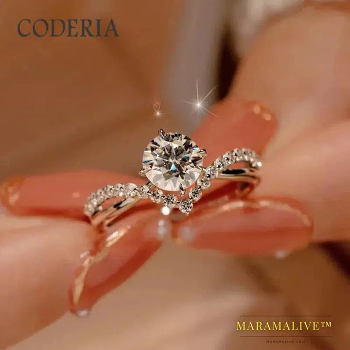 Pass Diamond Test D Color 1 Carat Moissanite Wedding Ring High Quality 18K White Gold Rings Fashion Sterling Silver Jewelry