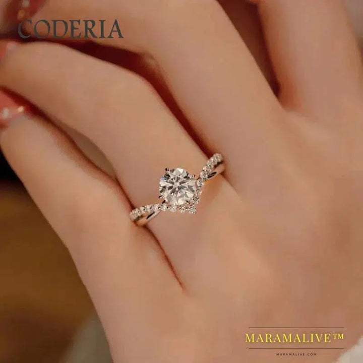 Pass Diamond Test D Color 1 Carat Moissanite Wedding Ring High Quality 18K White Gold Rings Fashion Sterling Silver Jewelry