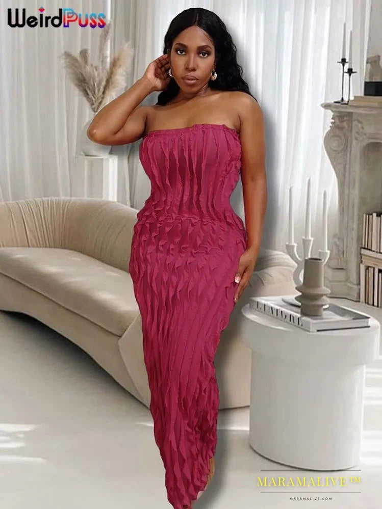 Patchwork Striped Tube Dress Women Summer 2023 Fashion Skinny Stretch Elegant Solid Maxi Bodycon Vestidos Clubwear