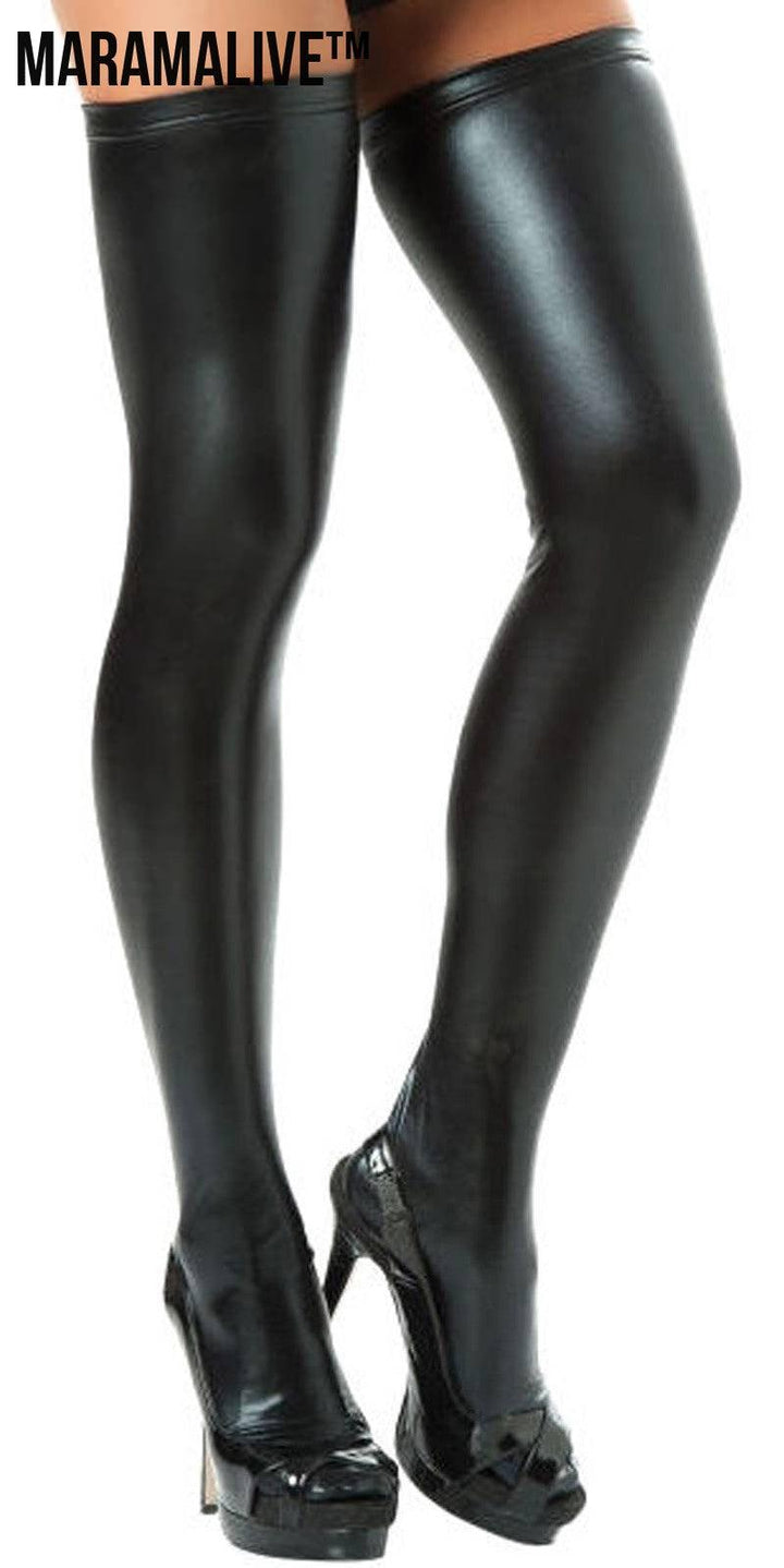 Patent Leather Socks Thigh Socks Faux Leather Pants