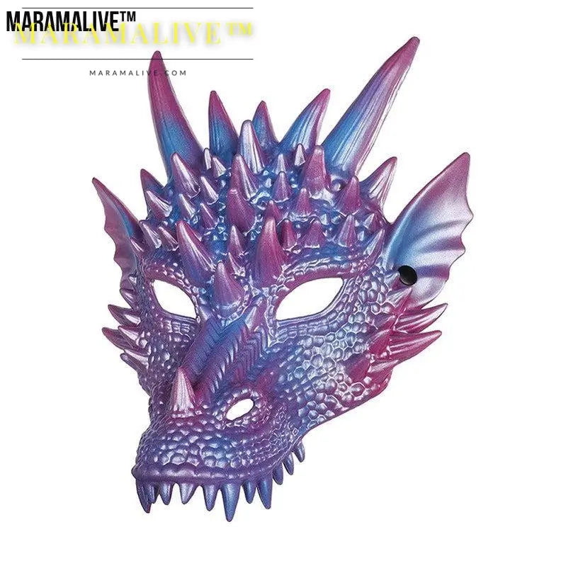 Pearl Blue Dragon Mask Cos Party