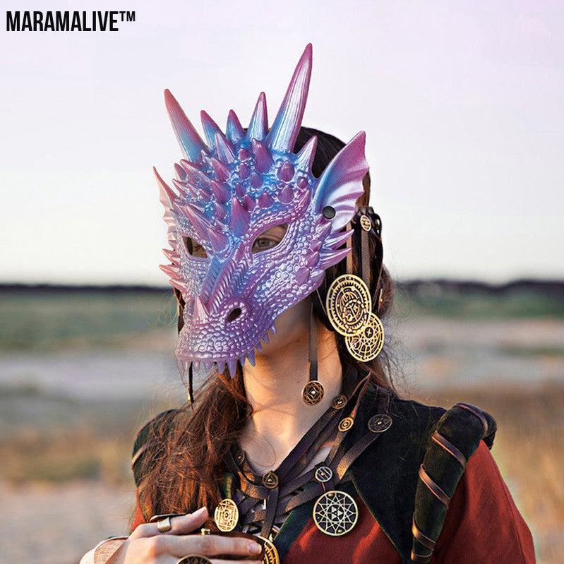 Pearl Blue Dragon Mask Cos Party