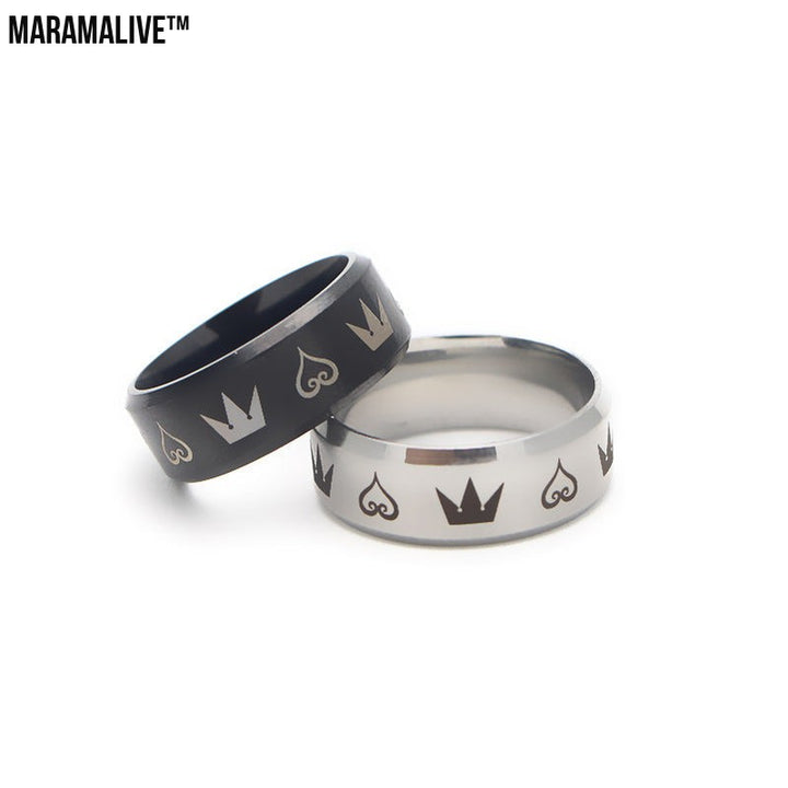 Personality Trendy Hearts and Crowns Electroplated Ring