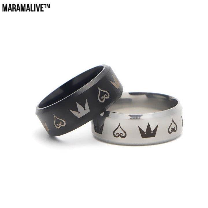 Personality Trendy Hearts and Crowns Electroplated Ring