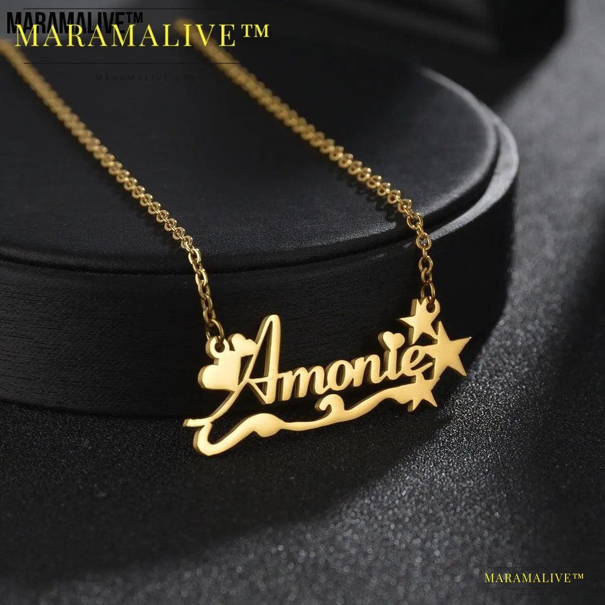 Personalized Name Necklace Different Variations of a Heart Surrounding the Name you Choose.