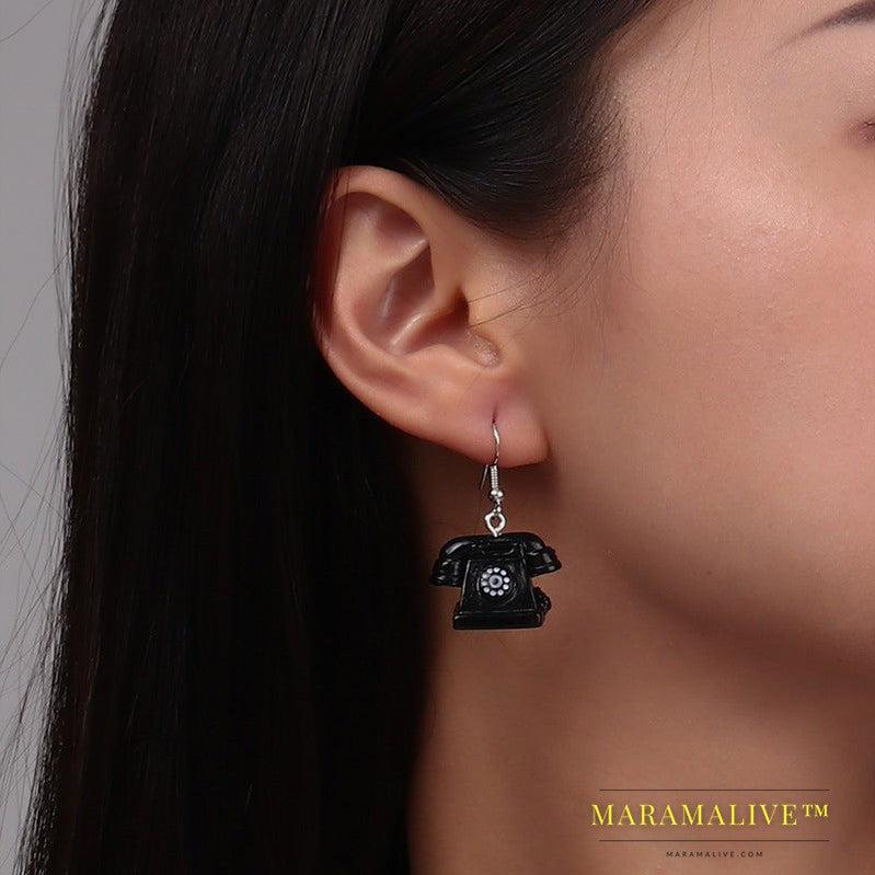 Personalized Old Object Ear Studs Telephone TV Iron Radio Retro Chinese Style Eardrop Earring