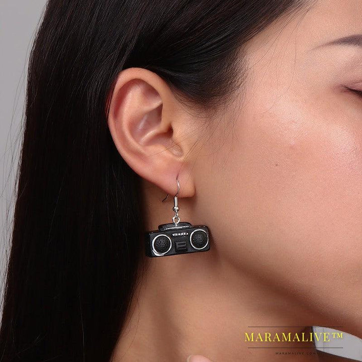 Personalized Old Object Ear Studs Telephone TV Iron Radio Retro Chinese Style Eardrop Earring