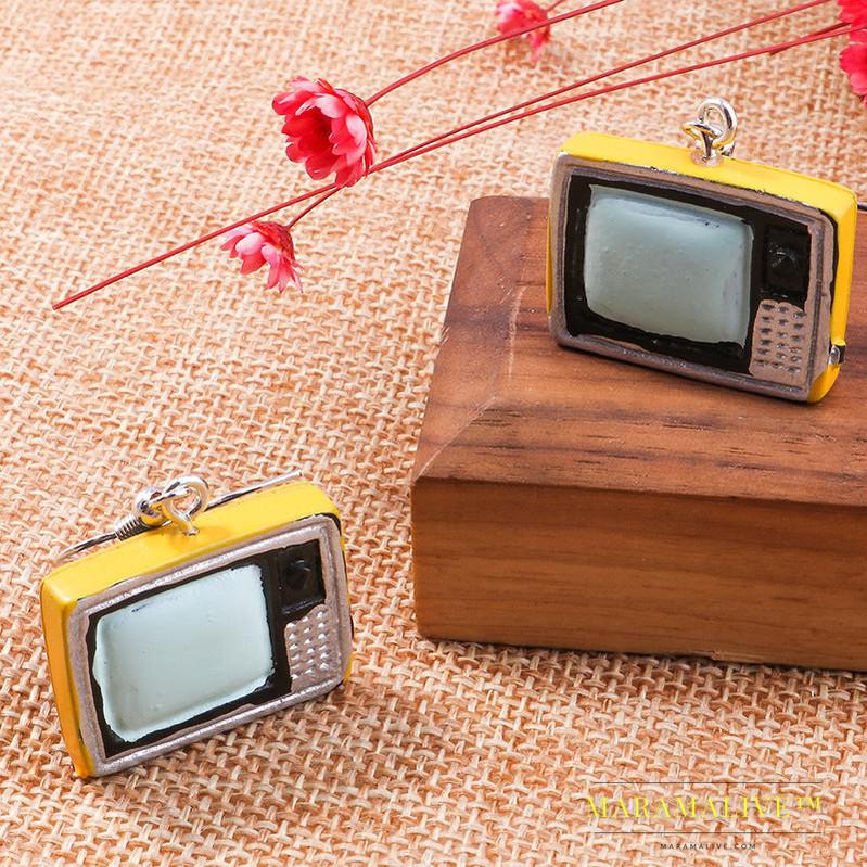 Personalized Old Object Ear Studs Telephone TV Iron Radio Retro Chinese Style Eardrop Earring