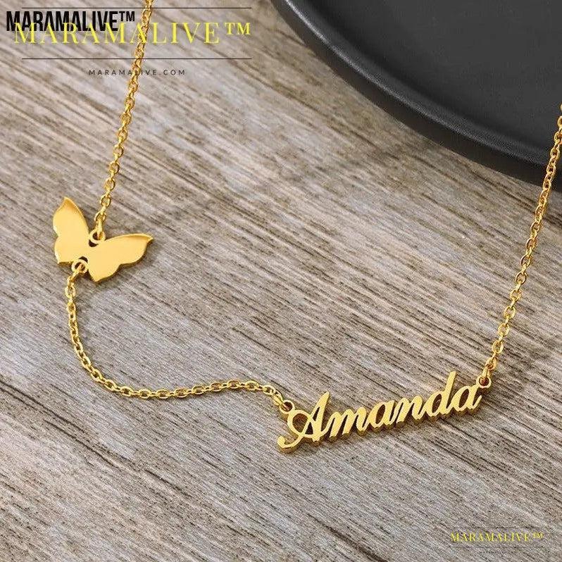 Personalized butterfly name necklace You Customize this Necklace with A Name