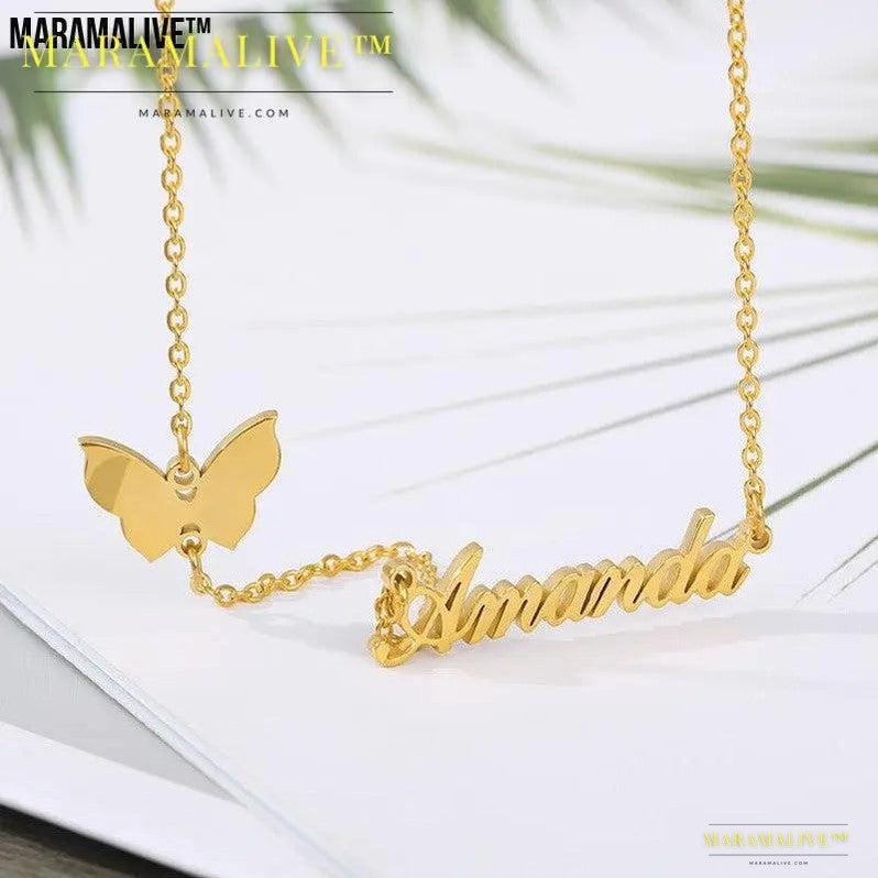 Personalized butterfly name necklace You Customize this Necklace with A Name