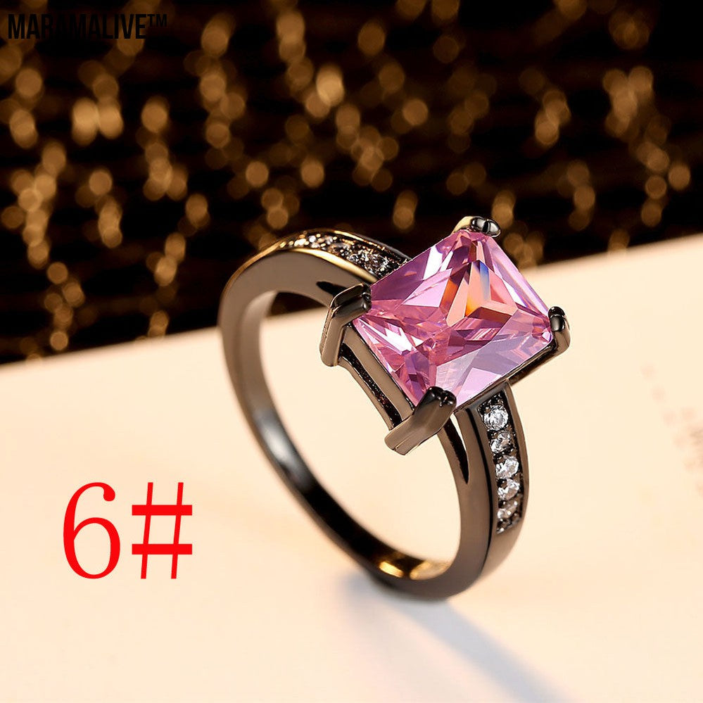 Pink Diamond Solitaire Ring | Electroplated Black Copper finish