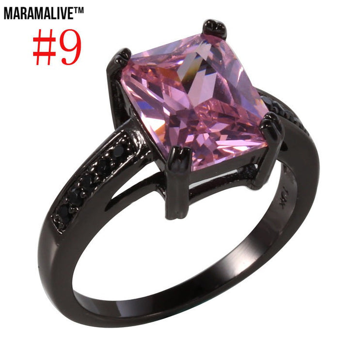 Pink Diamond Solitaire Ring | Electroplated Black Copper finish