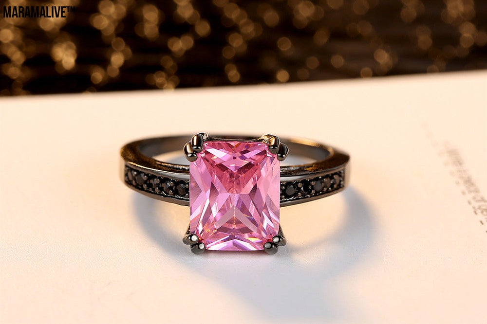 Pink Diamond Solitaire Ring | Electroplated Black Copper finish