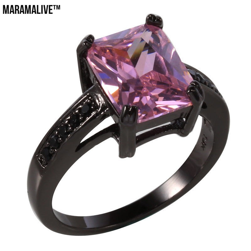 Pink Diamond Solitaire Ring | Electroplated Black Copper finish