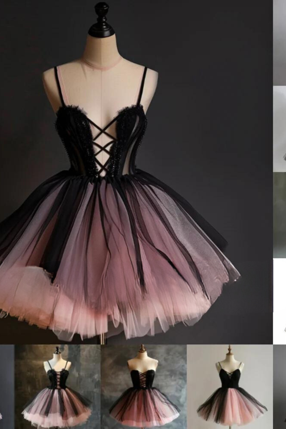 Pink And Black Tulle Short Length Evening Dress Formal Brithday Party Prom Princess Homecoming Skirt Hand Made Custom W15-4