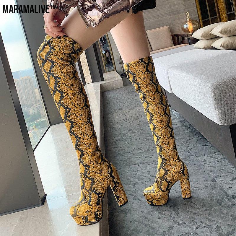 Platform Thick Heel High Heel Over The Knee Boots Women Boots