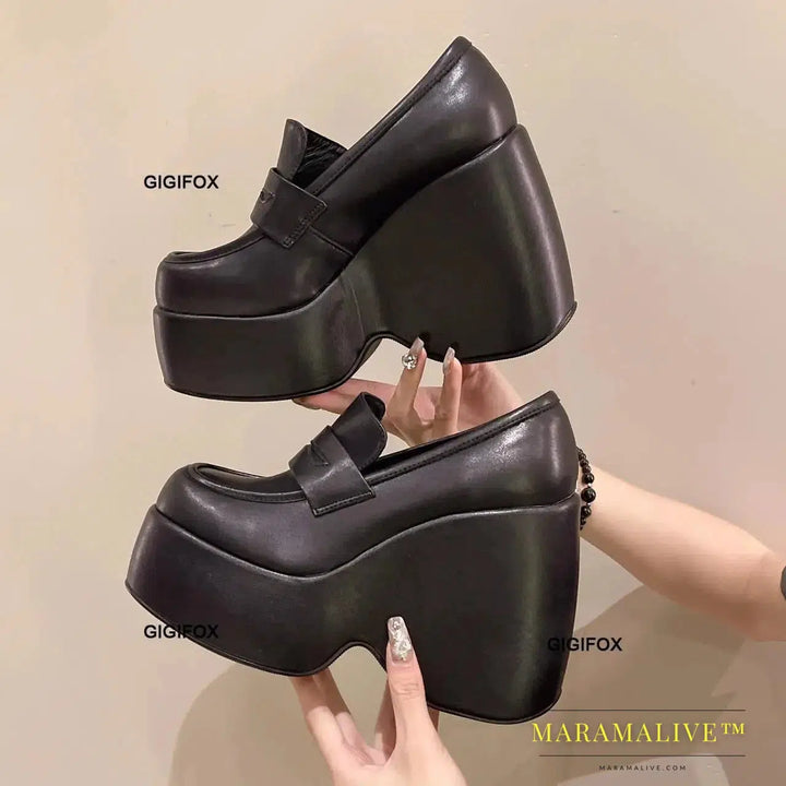 Platform Wedge Pumps For Women Slip On Mary Jane Punk Goth Fashion High Heels Shoes Spring Casual Mary Janes Lolita