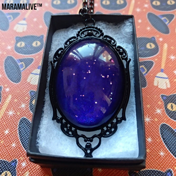 Plum Sunset Talisman: Purple Night Sky Gothic Necklace