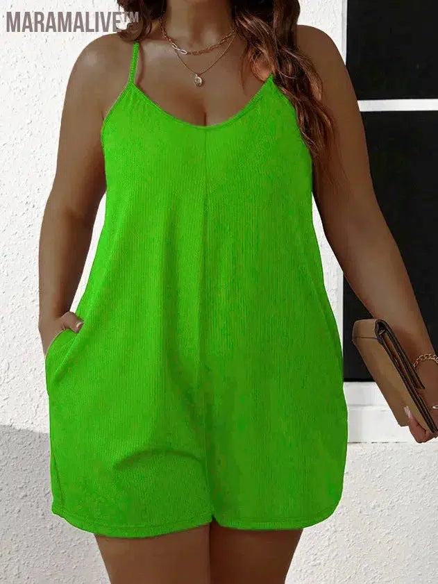 Plus Size Clothes Summer Playsuits Shorts Casual One Piece Rompers Sexy V-Neck Front Bodycon Jumpsuit Fitness Bodysuit Catsuit