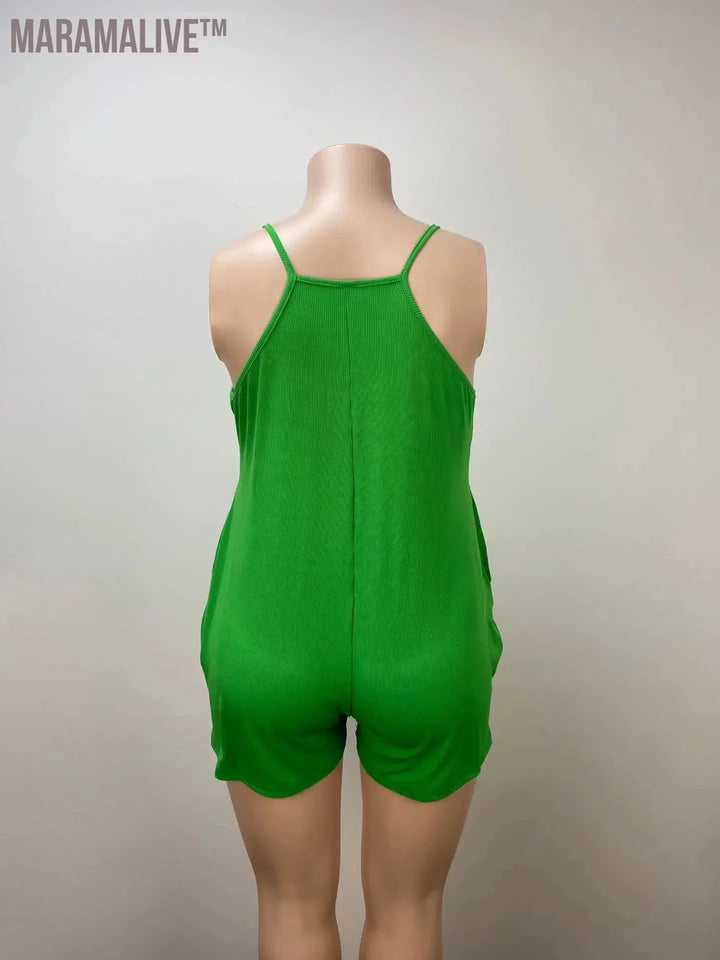 Plus Size Clothes Summer Playsuits Shorts Casual One Piece Rompers Sexy V-Neck Front Bodycon Jumpsuit Fitness Bodysuit Catsuit