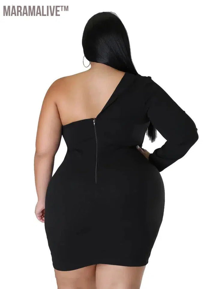 Plus Size Dresses Women Single Long Sleeve V Neck Solid Sexy Mini Suit Dress Party Dresses