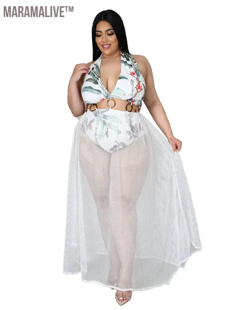 Plus Size Dresses Women Summer Clothes Sexy Holiday Patchwork Full Length Beach Style Maxi Dress