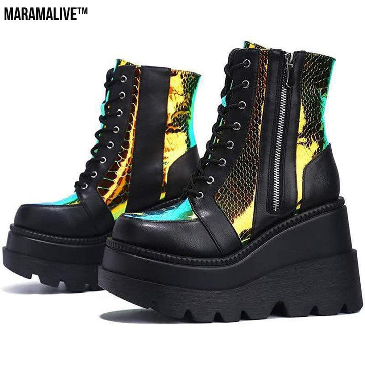 Plus Size Female Punk Style Platform Street Fashion Motorcycle Boots