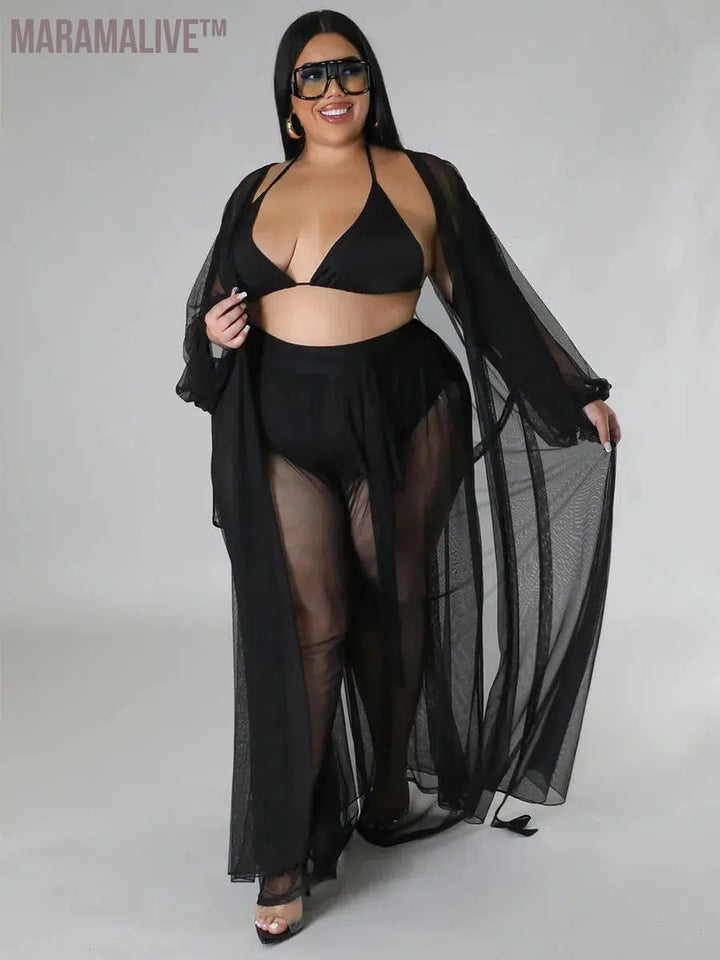 Plus Size Two Piece Sets Women Clothing Mess Bra Top and Pants Wide Leg New In Matching Set