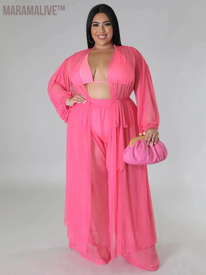 Plus Size Two Piece Sets Women Clothing Mess Bra Top and Pants Wide Leg New In Matching Set