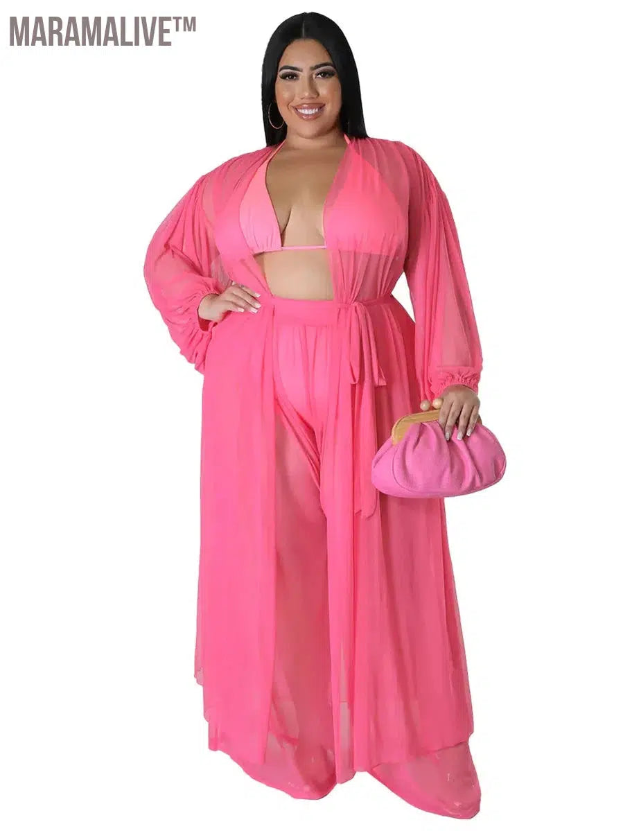 Plus Size Two Piece Sets Women Clothing Mess Bra Top and Pants Wide Leg New In Matching Set