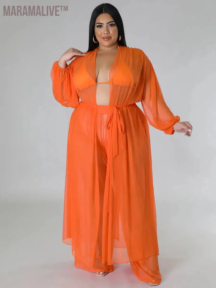 Plus Size Two Piece Sets Women Clothing Mess Bra Top and Pants Wide Leg New In Matching Set