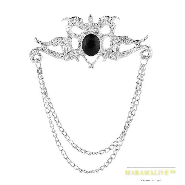 Popular Retro Punk Style Brooch Skull Claw Brooch Pins Shirt Collar Pin Collar Chain Alloy Pins And Brooches Men Jewelry