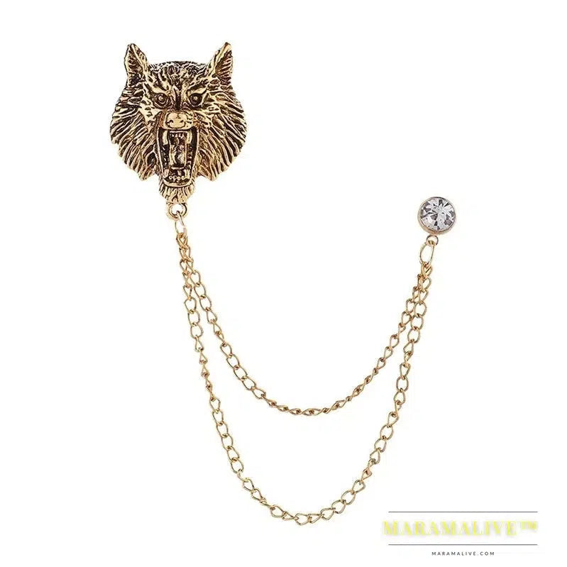 Popular Retro Punk Style Brooch Skull Claw Brooch Pins Shirt Collar Pin Collar Chain Alloy Pins And Brooches Men Jewelry