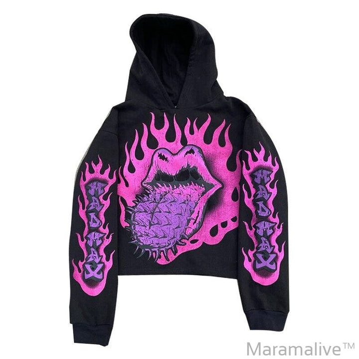 Popular Skull Print Design Hoodie Retro Street Gothic Style