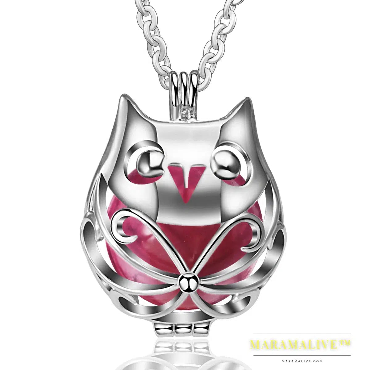 Pregnancy Bola Ball Necklace Unique Lovely Owl Locket Cage Pendant With 20mm Inner Mexican Bola Pregnant Women Jewelry