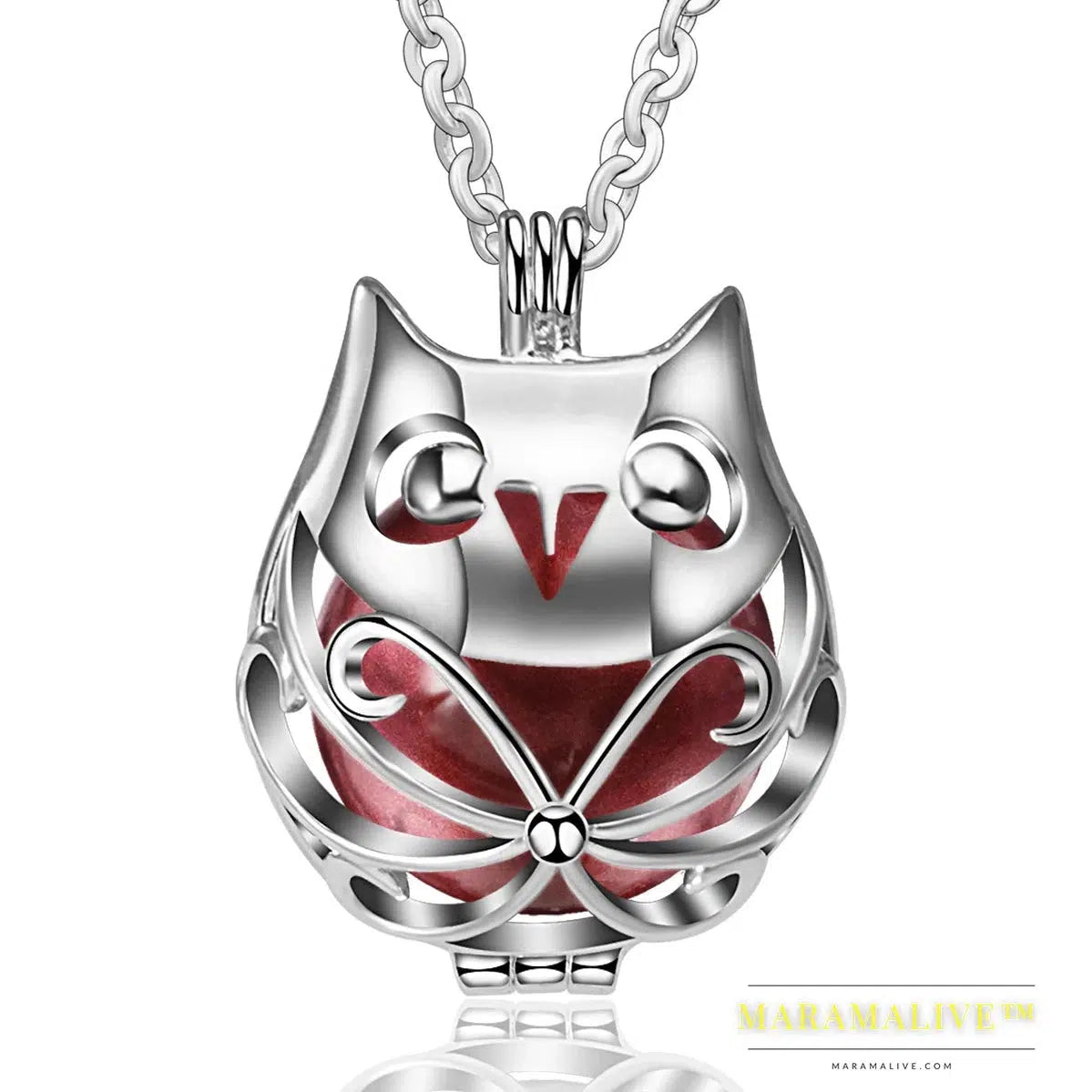 Pregnancy Bola Ball Necklace Unique Lovely Owl Locket Cage Pendant With 20mm Inner Mexican Bola Pregnant Women Jewelry