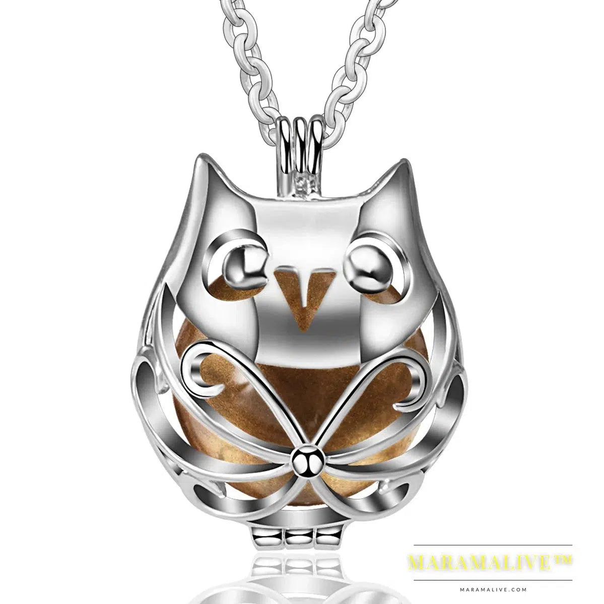 Pregnancy Bola Ball Necklace Unique Lovely Owl Locket Cage Pendant With 20mm Inner Mexican Bola Pregnant Women Jewelry