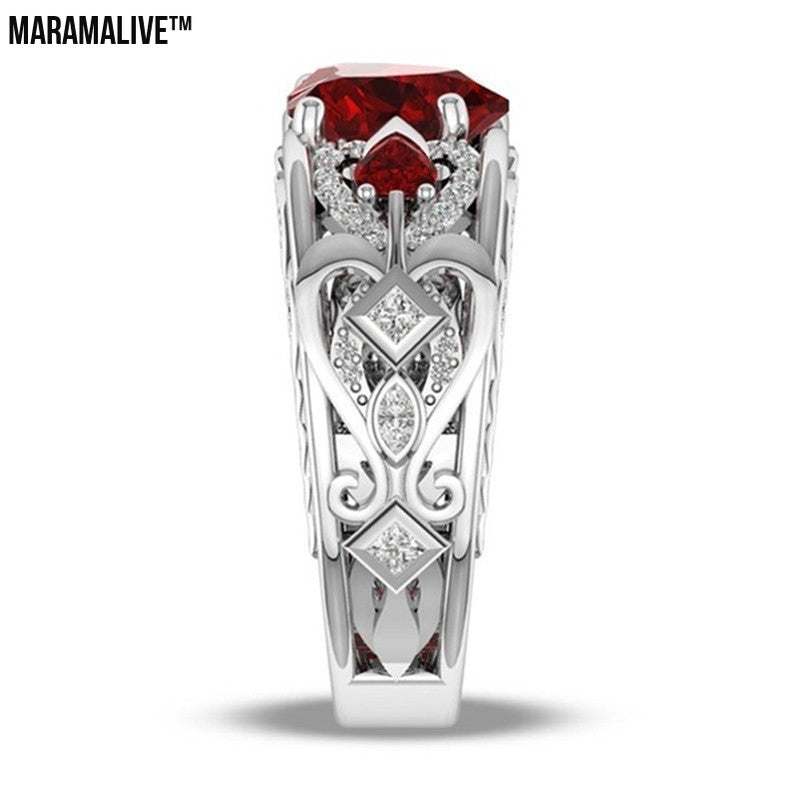 Princess Ring Heart-shaped Ruby Engagement Ring