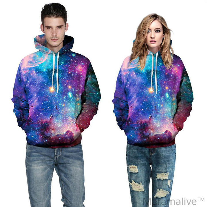 Printed starry sky hoodie size hoodie