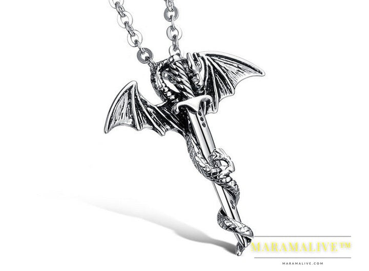 Pterodactyl Golden Sword Men's Titanium Steel Necklace