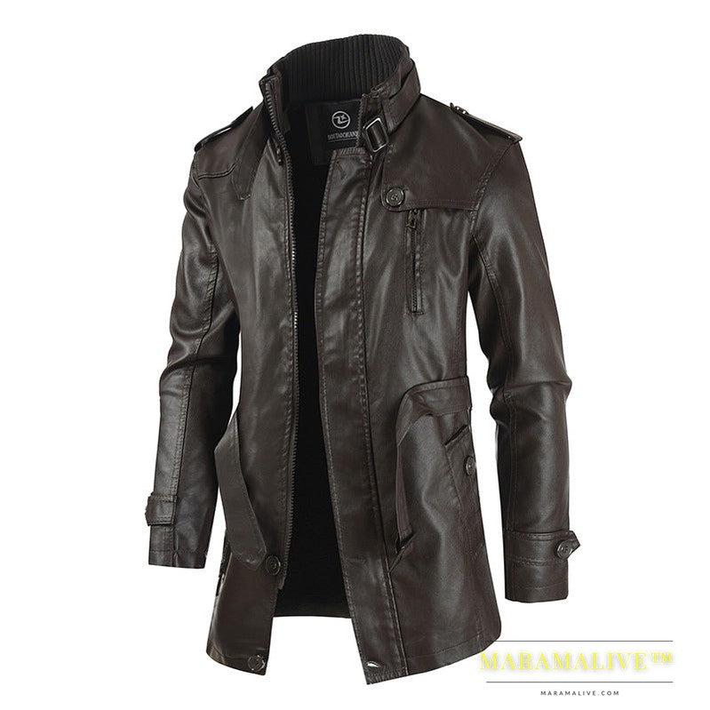 Pu Hooded Slim Young Men's Leather Jacket