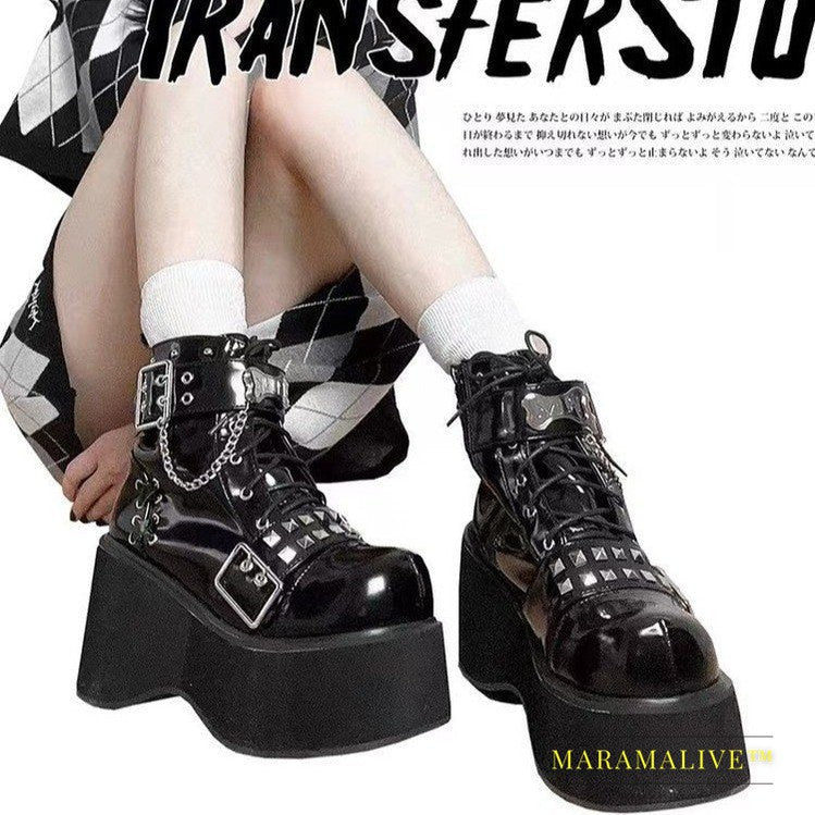 Punk Belt Buckle Platform Y2g Shoes Gothic Platform Shoes Boots