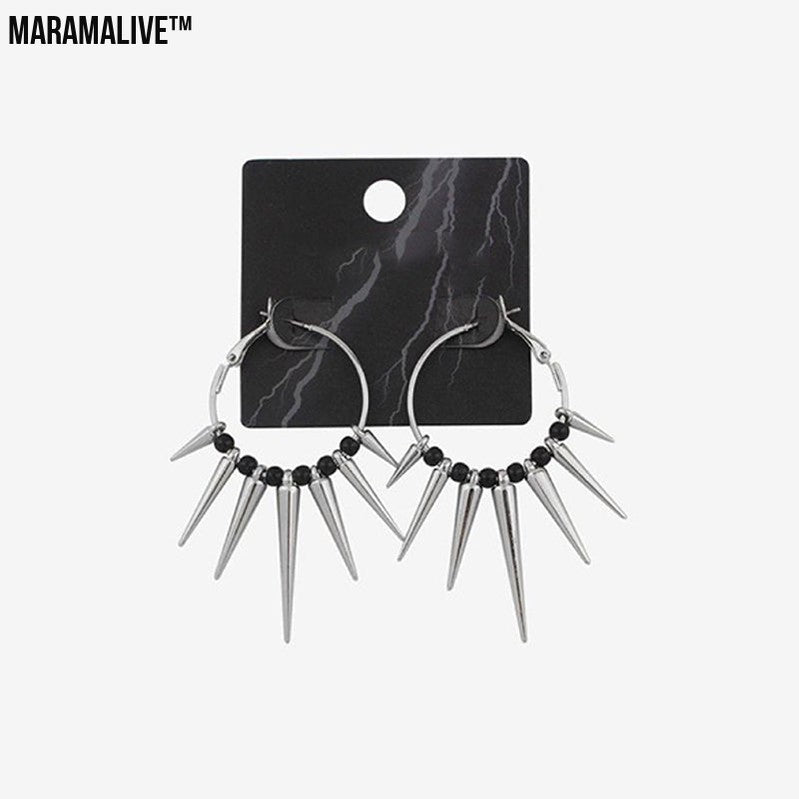 Punk Dark Spike Cone Geometry Earrings