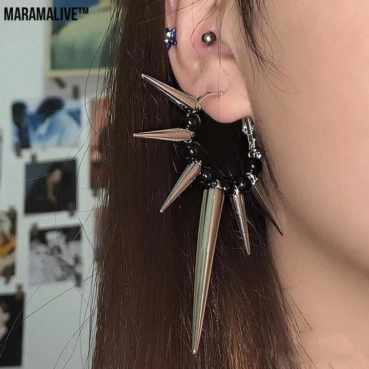 Punk Dark Spike Cone Geometry Earrings