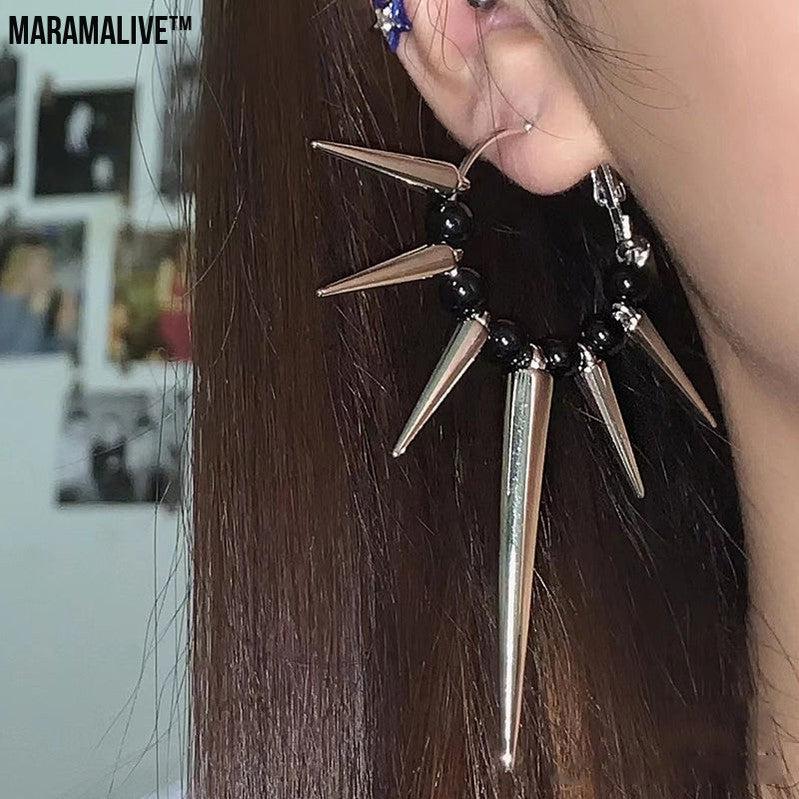 Punk Dark Spike Cone Geometry Earrings