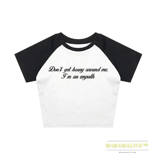 Punk Fairy Streetwear Slim T-Shirt Vintage Women Letter Print Aesthetic Cute Grunge Baby Tee Y2K Clothes Goth Emo Girl Crop Top