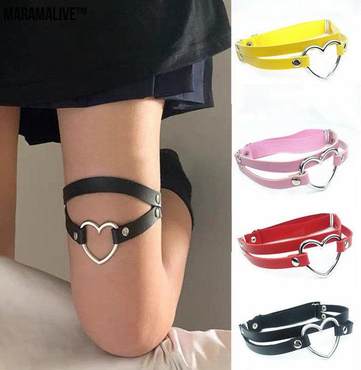 Punk Fashion Leather Double Row Leg Bands of Rebellion