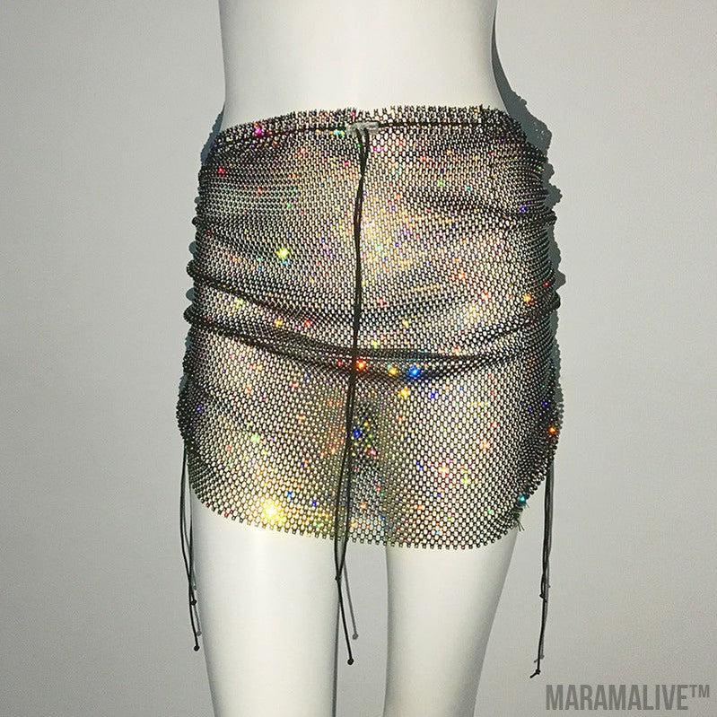 Punk Rhinestone Spaghetti Strap Bra Music Festival Top